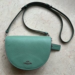 COACH Ellen Crossbody Bag in Washed Green Pebble Leather, Like New 🩵